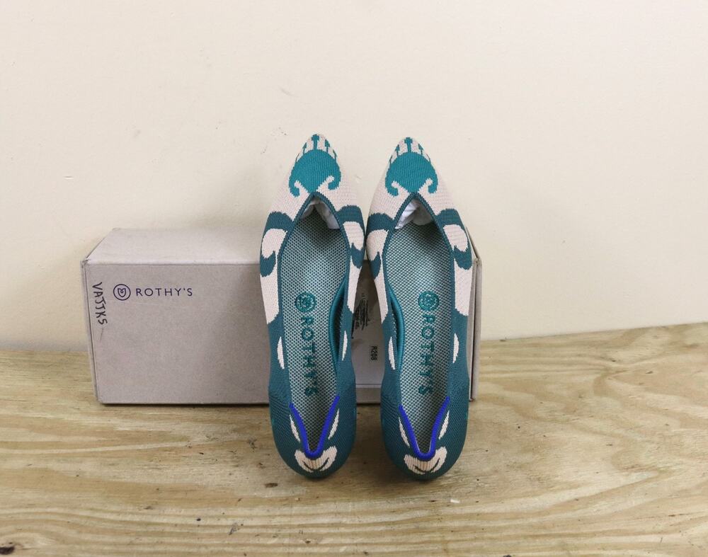 New Rothy's Flats Womens 8 Pointed Ballet Flats Moroccan Green Slip Ons Shoes